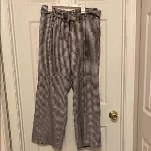 LOFT Peyton belted trouser. Black and White Checkered Pants